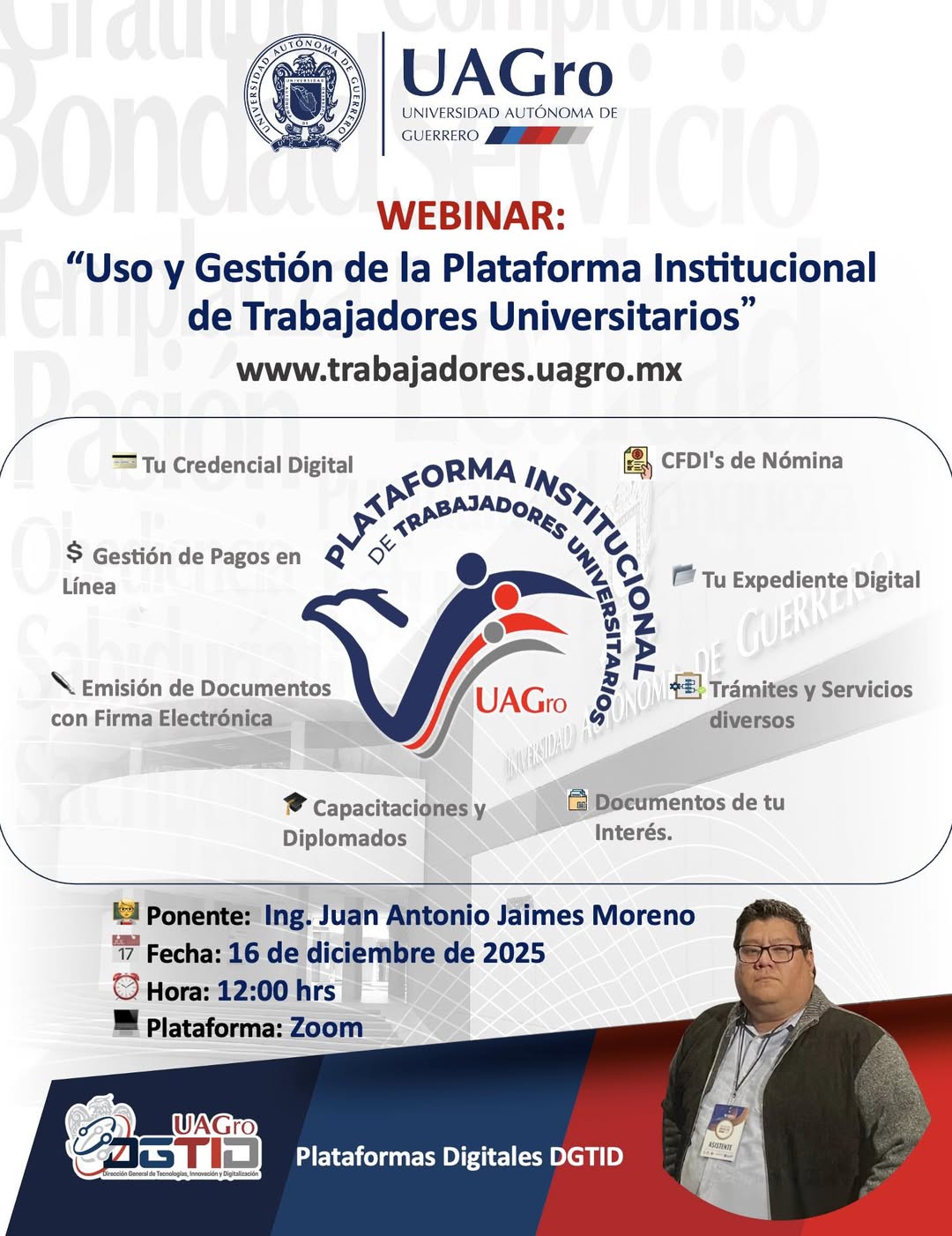 La Plataforma Institucional de Trabajadores Universitarios, ya está disponible. 📲 🧑‍💻 